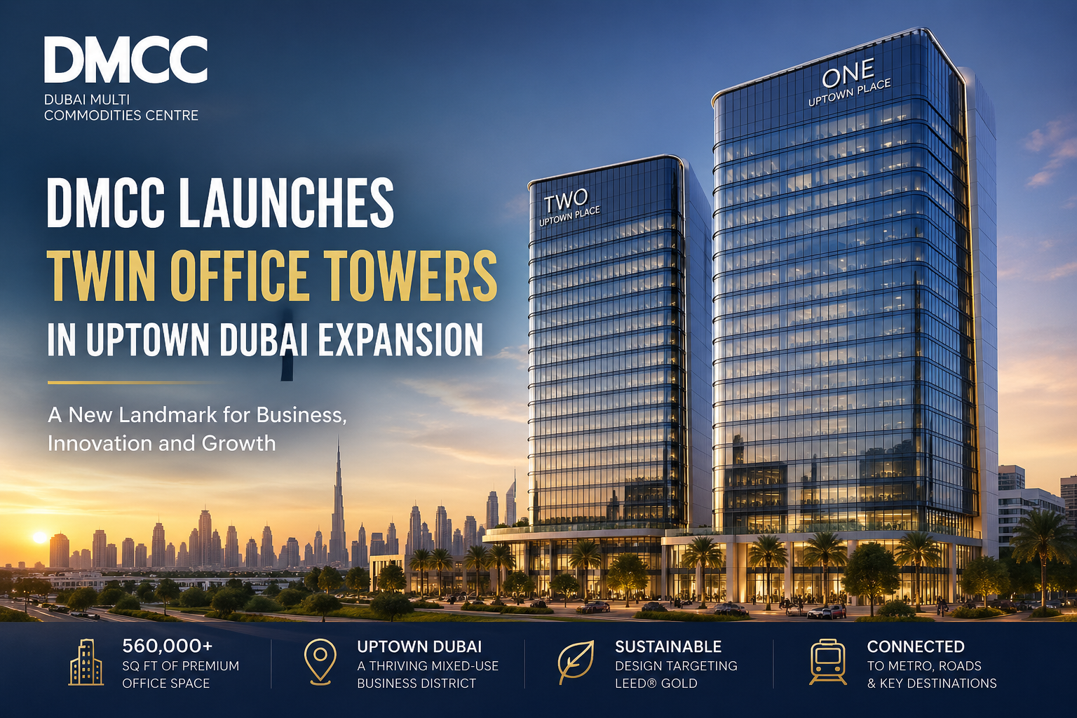 DMCC launches twin office towers in Uptown Dubai expansion