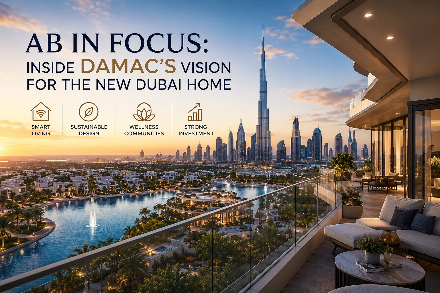 Luxury terrace with Dubai skyline view