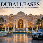 Opulent Dubai palace at sunset