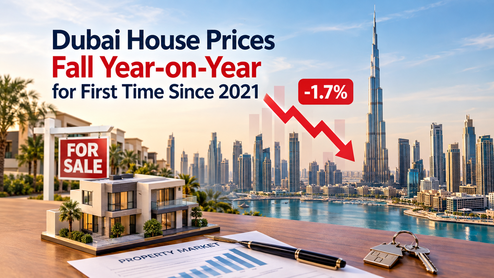 Dubai Property Market Decline Infographic