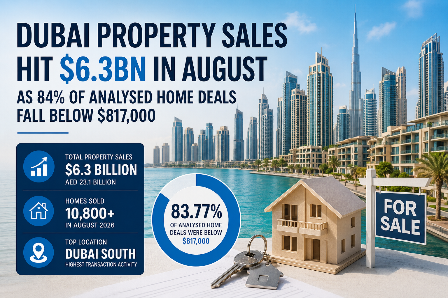 Dubai Property Sales Hit $6.3bn in August 2026
